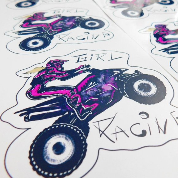 (2for10$ bundle) girl racing , quad , giryl  , funny, sticker - Picture 1 of 6